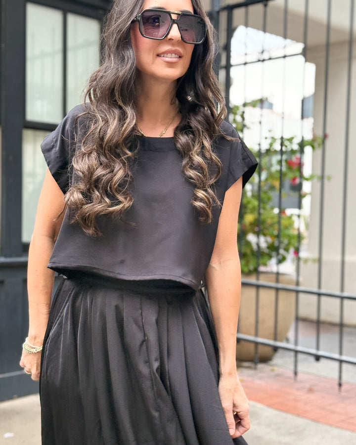 The Genevieve Satin Top - Black