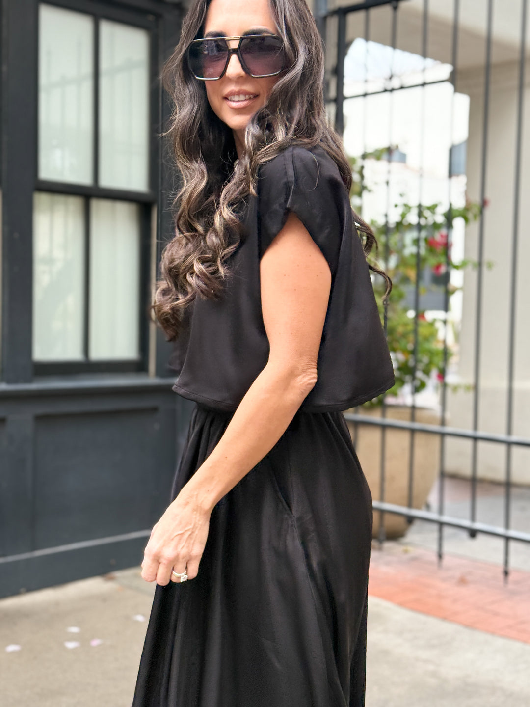 The Genevieve Satin Top - Black