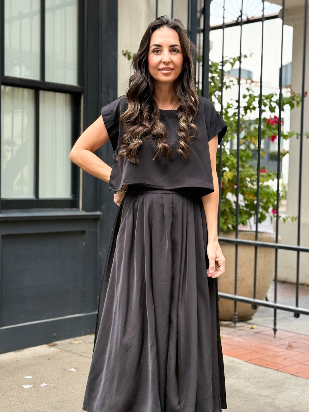 The Genevieve Satin Skirt - Black