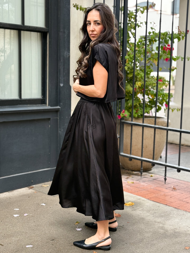 The Genevieve Satin Top - Black
