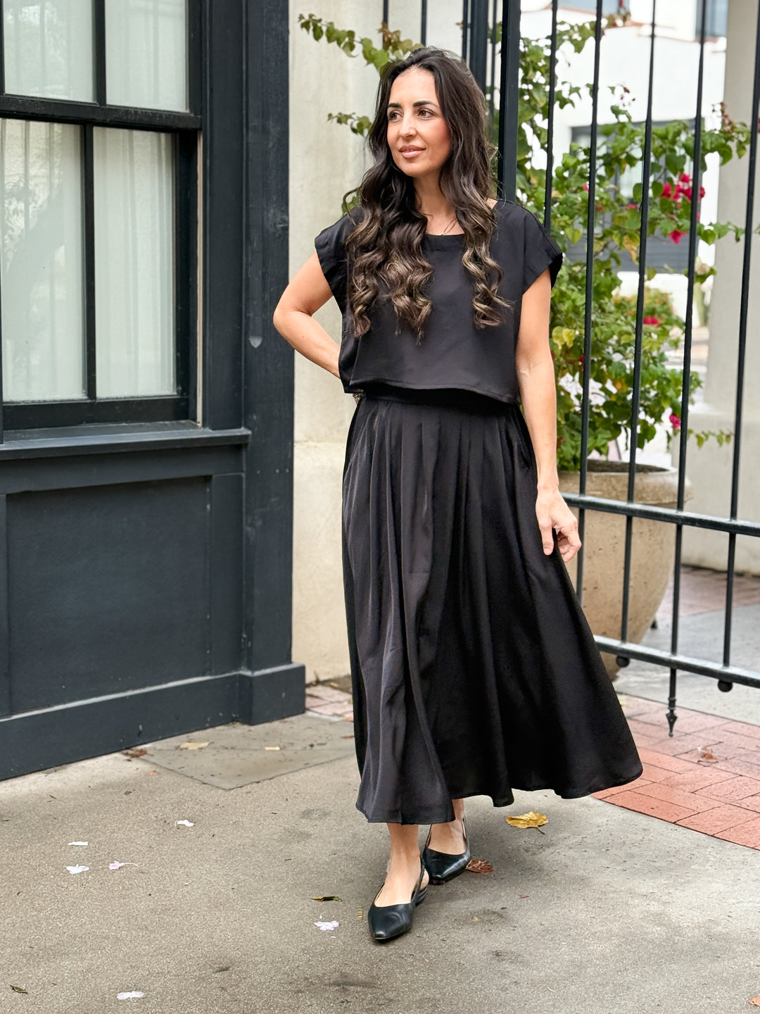 The Genevieve Satin Skirt - Black