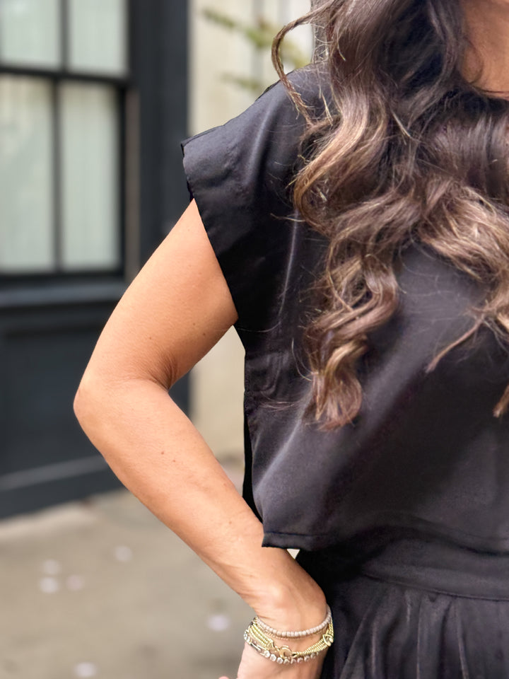 The Genevieve Satin Top - Black