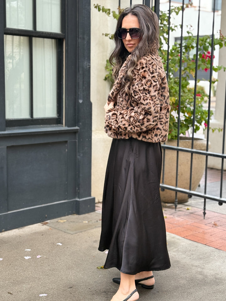 The Mia Leopard Cropped Faux Fur Jacket