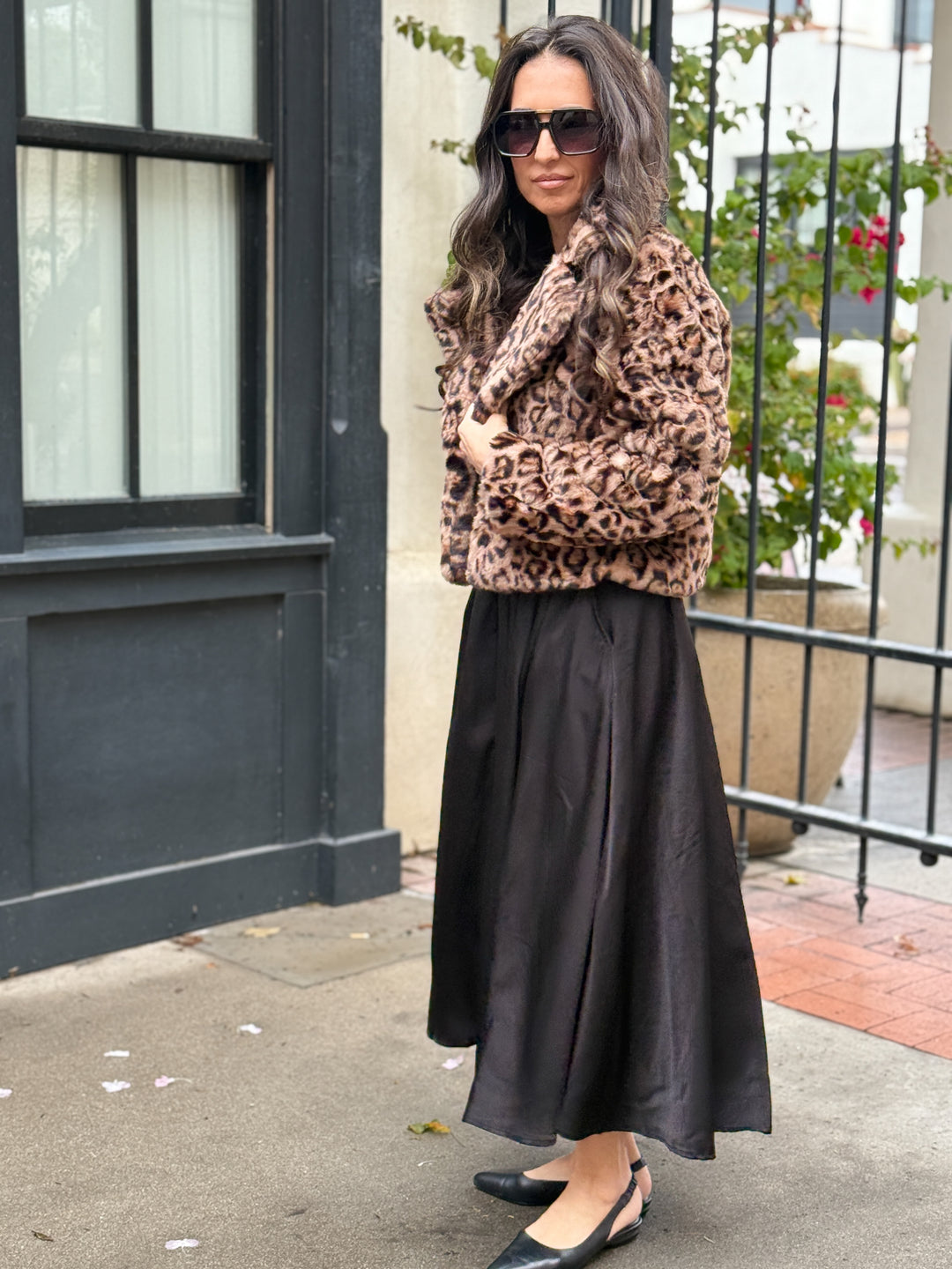 The Mia Leopard Cropped Faux Fur Jacket