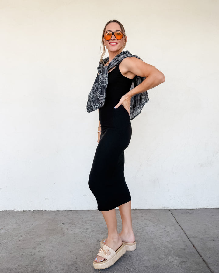 The Noir Bodycon Midi Dress