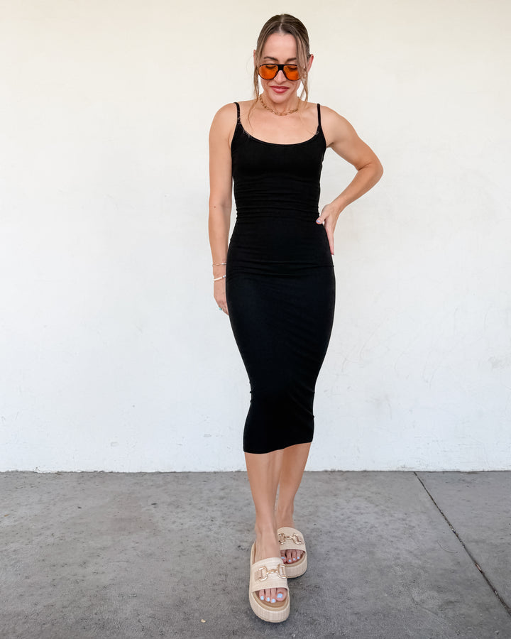 The Noir Bodycon Midi Dress
