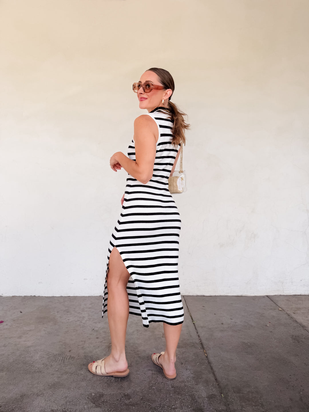 The Viv Striped Mock Neck Maxi Dress