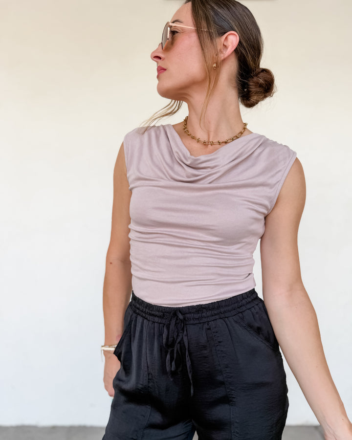 The Bianca Cowl Neck Ruched Top