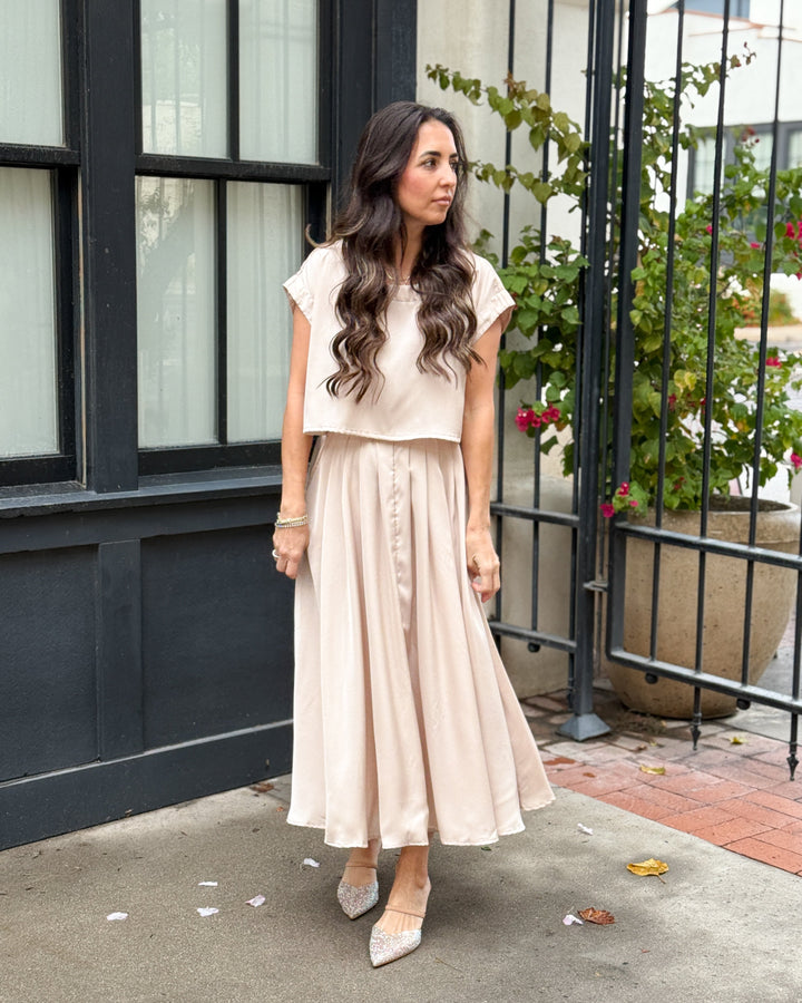 The Genevieve Satin Top - Taupe