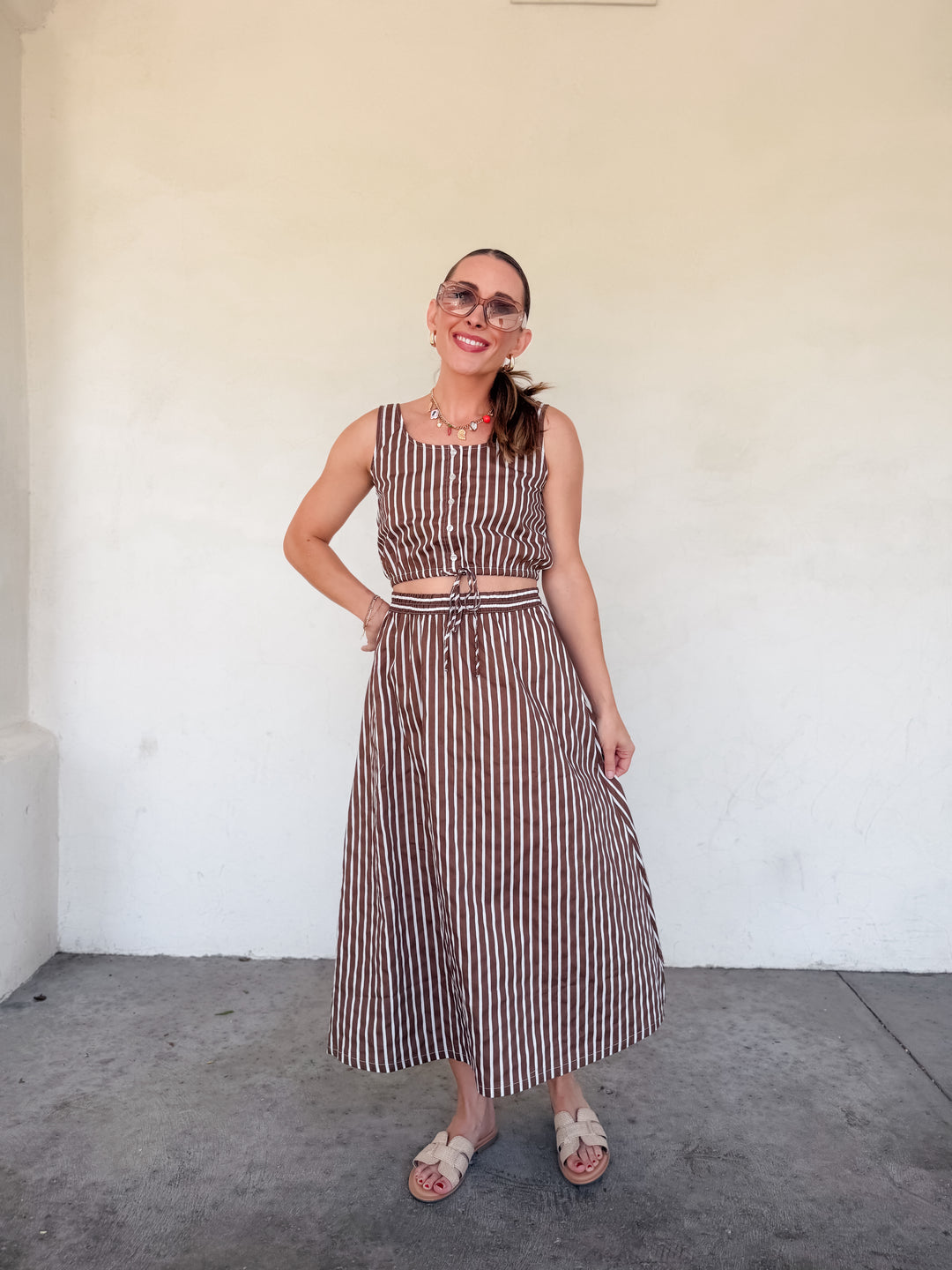 The Celeste Stripe Midi Skirt