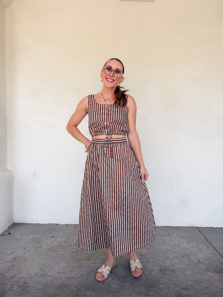 The Celeste Stripe Midi Skirt