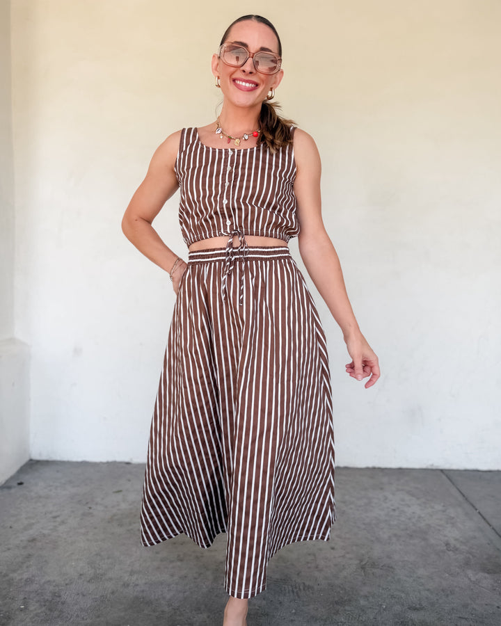 The Celeste Stripe Midi Skirt