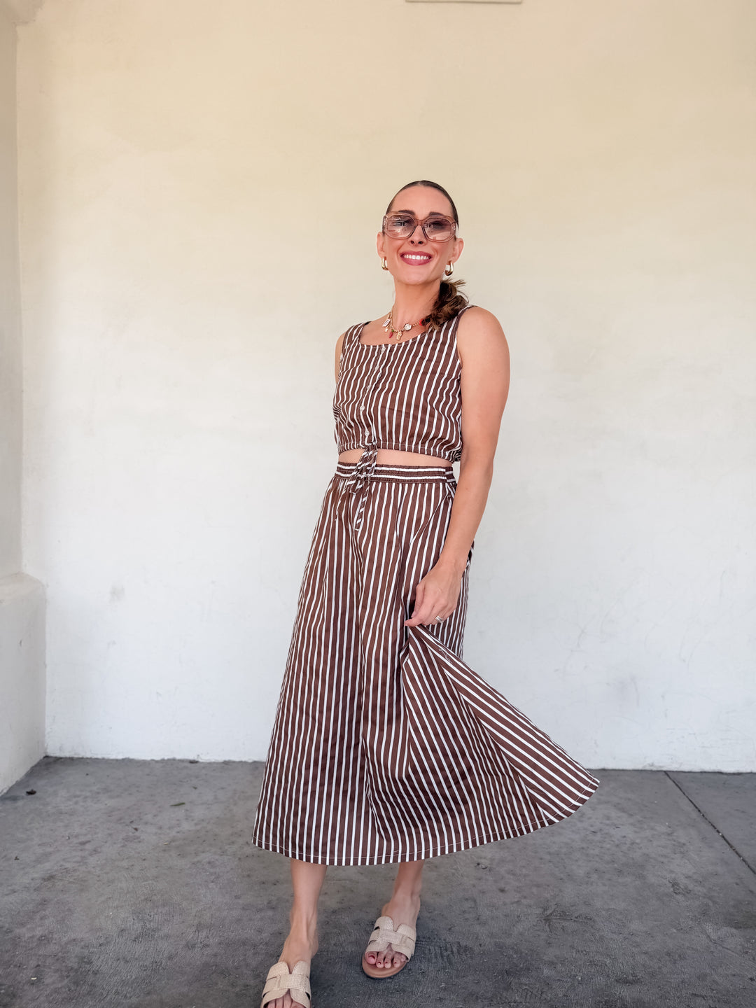 The Celeste Stripe Midi Skirt