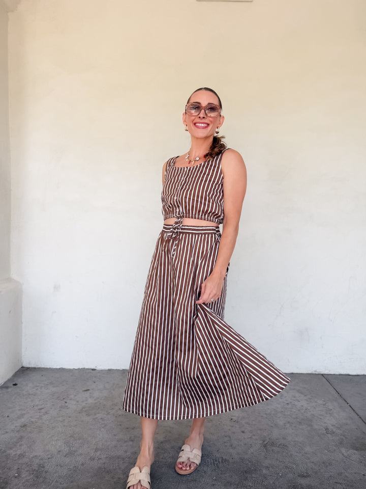 The Celeste Stripe Midi Skirt