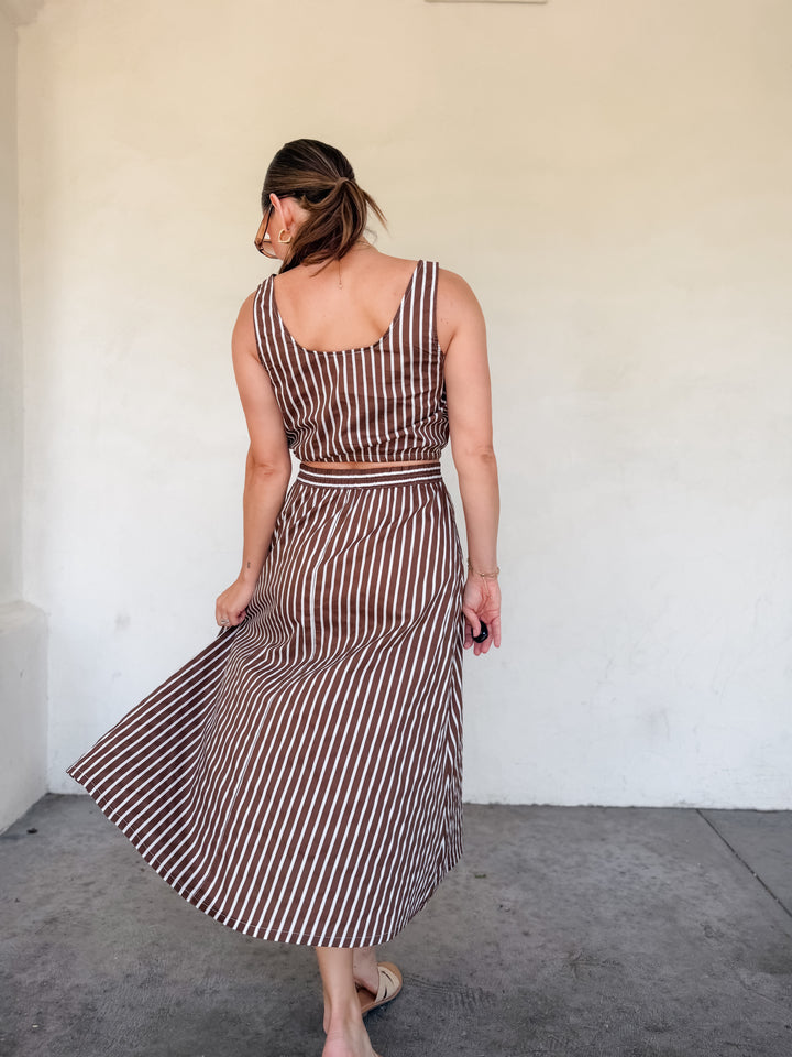 The Celeste Stripe Midi Skirt