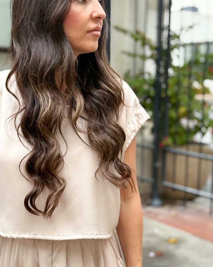 The Genevieve Satin Top - Taupe