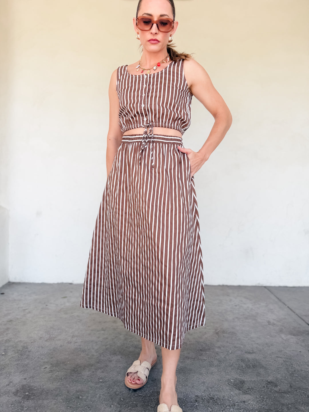 The Celeste Stripe Midi Skirt
