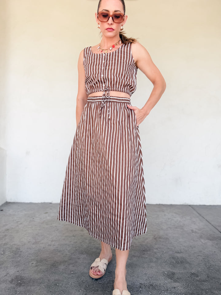 The Celeste Stripe Midi Skirt