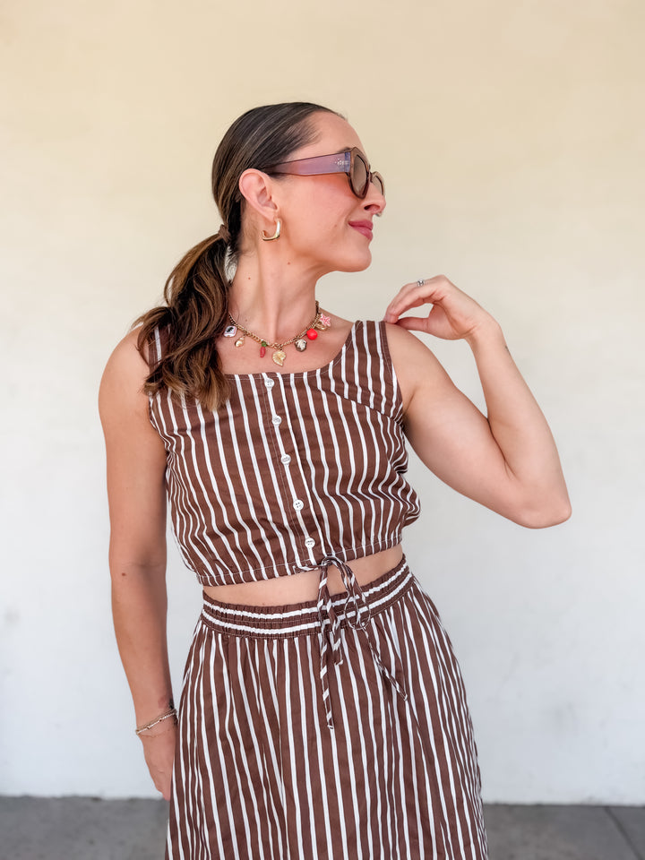 The Celeste Stripe Tie-Front Top