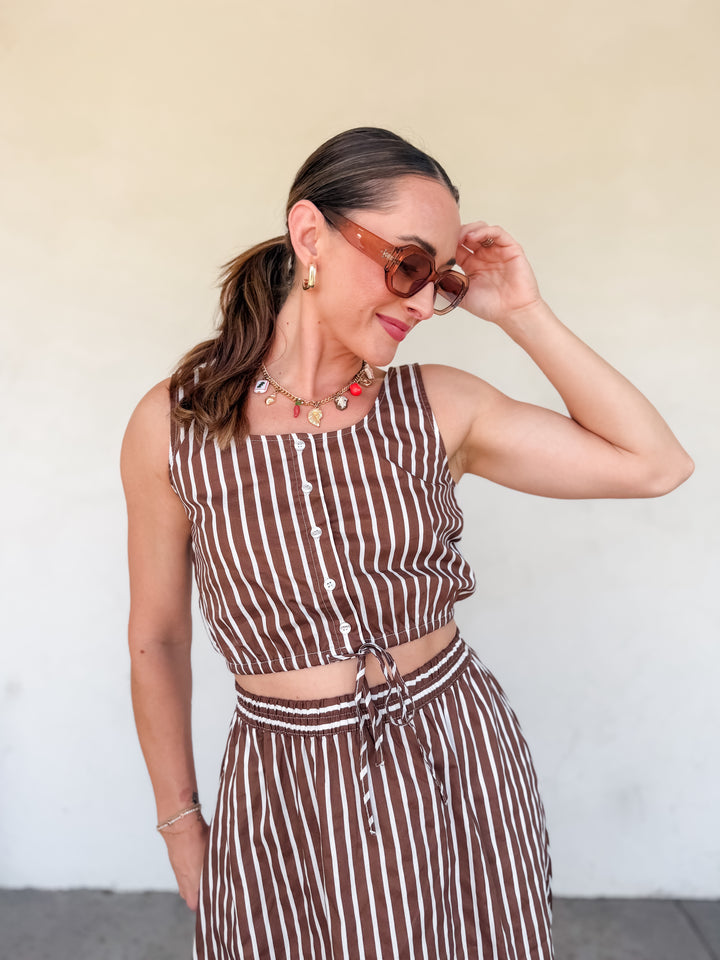 The Celeste Stripe Tie-Front Top