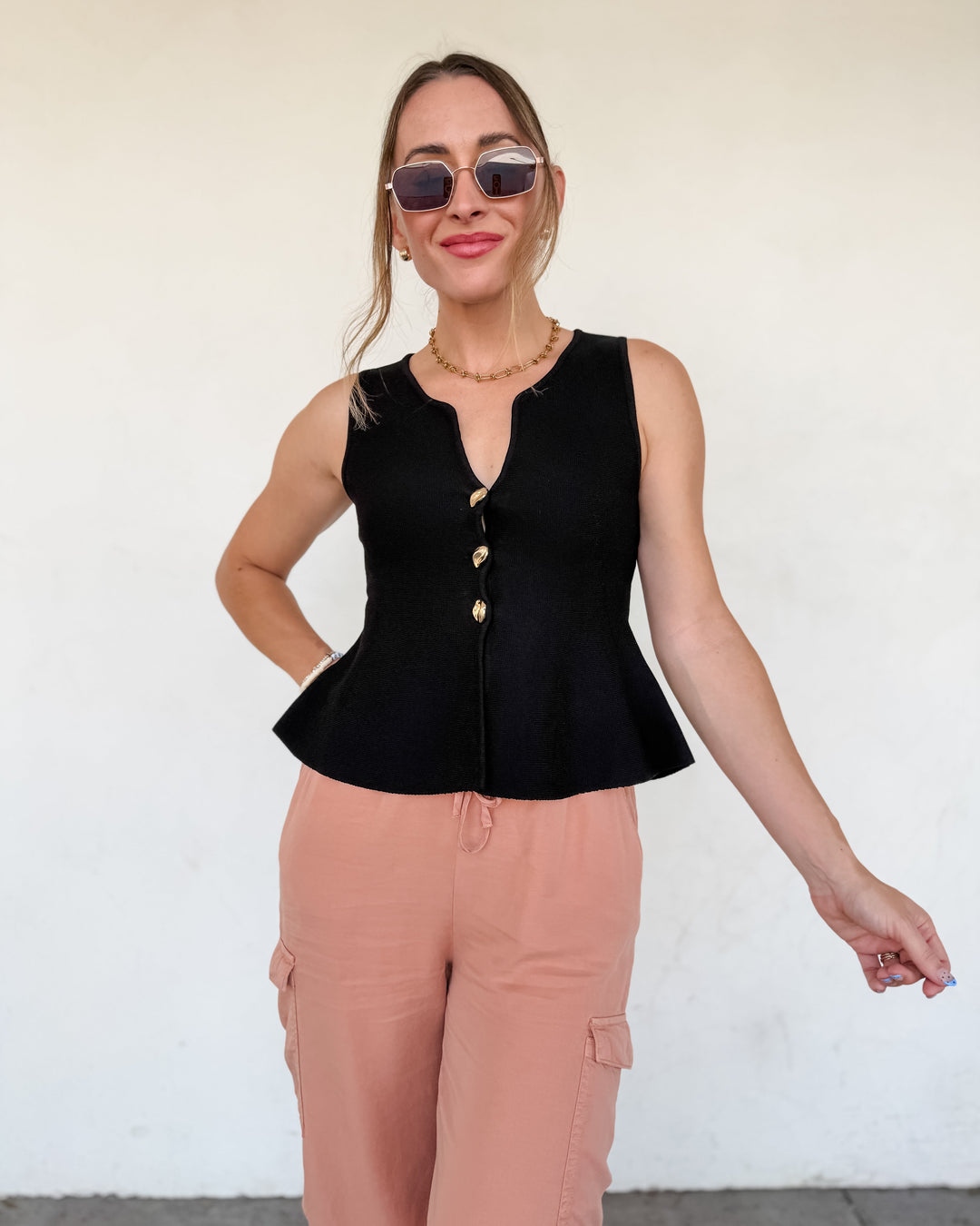 The Dominique Ribbed Peplum Top
