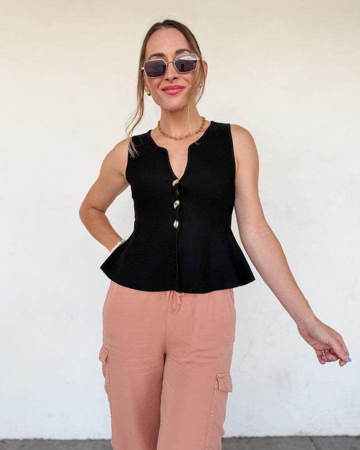 The Dominique Ribbed Peplum Top