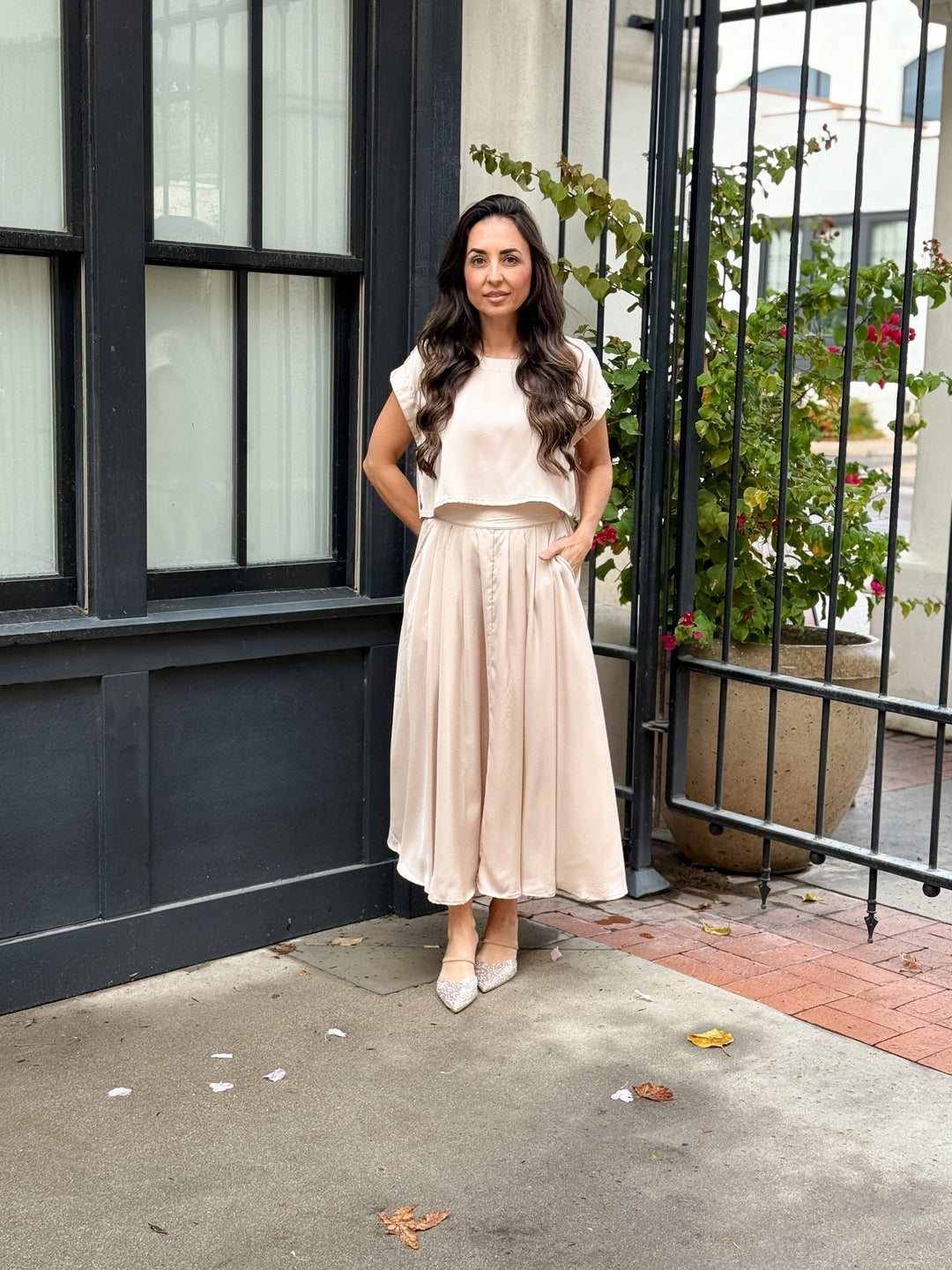The Genevieve Satin Skirt - Taupe