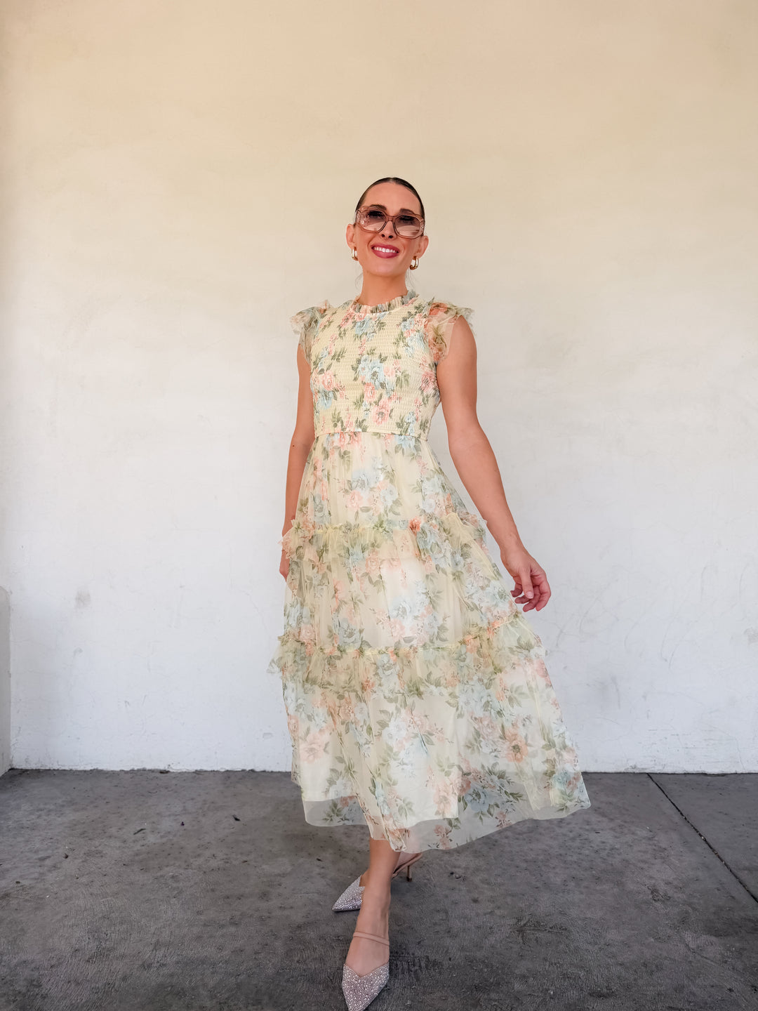 The Rosalie Floral Ruffle Maxi Dress - Pink Multi