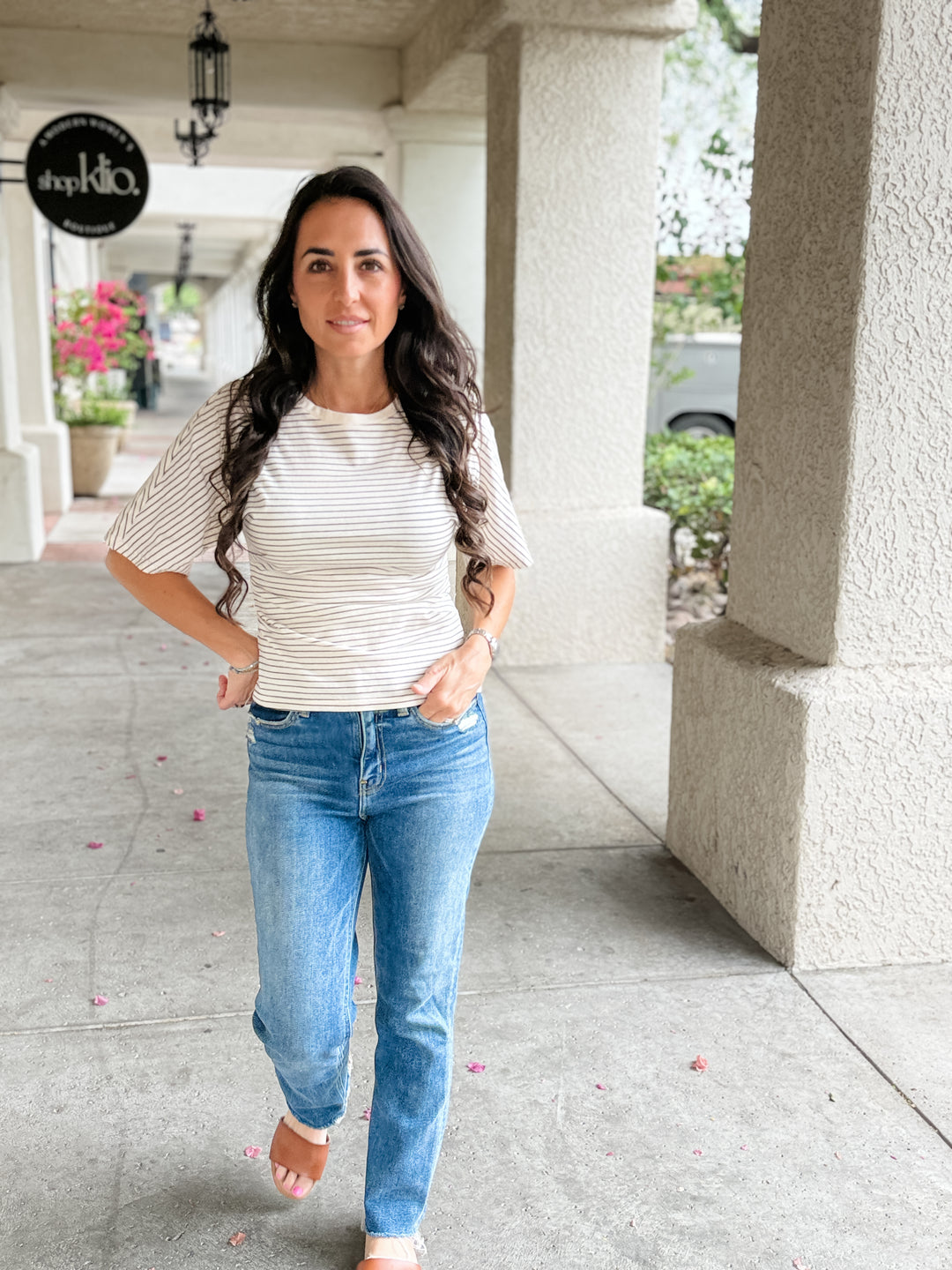 The Mary Striped Dolman Knit Top - Black/White