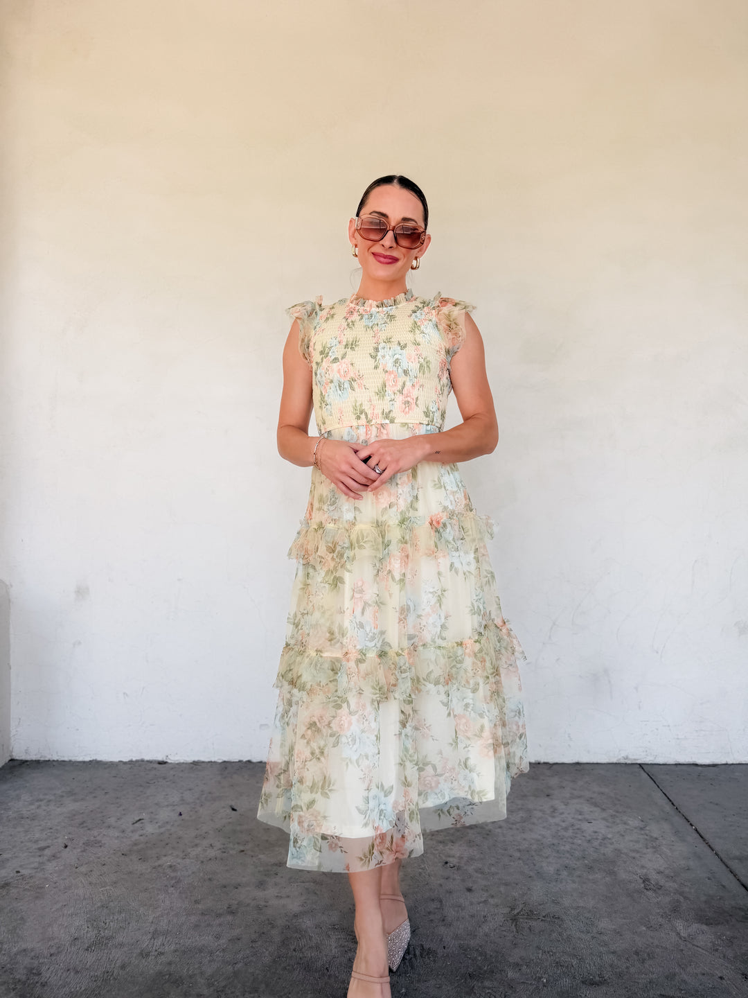 The Rosalie Floral Ruffle Maxi Dress - Pink Multi