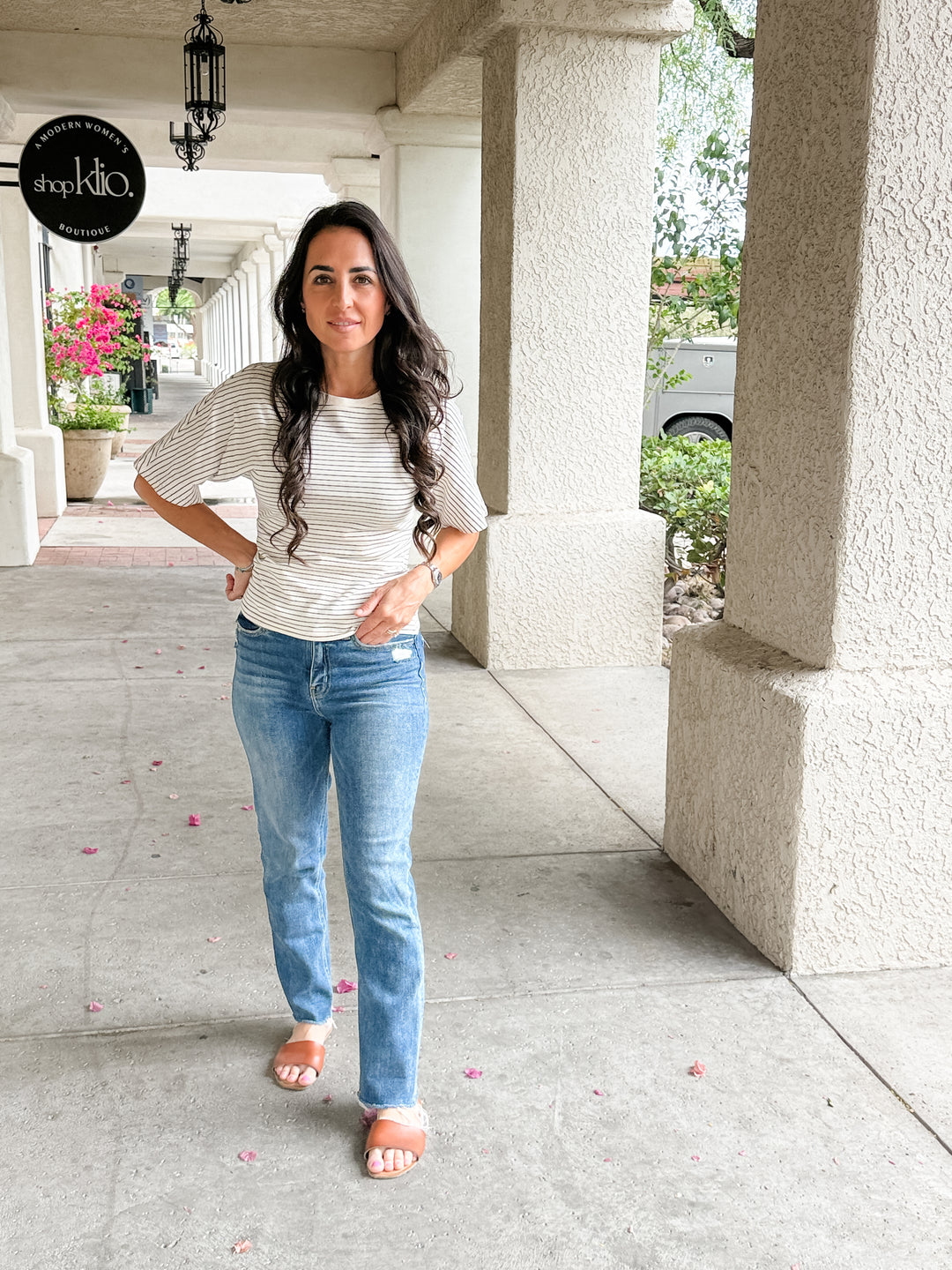 The Mary Striped Dolman Knit Top - Black/White