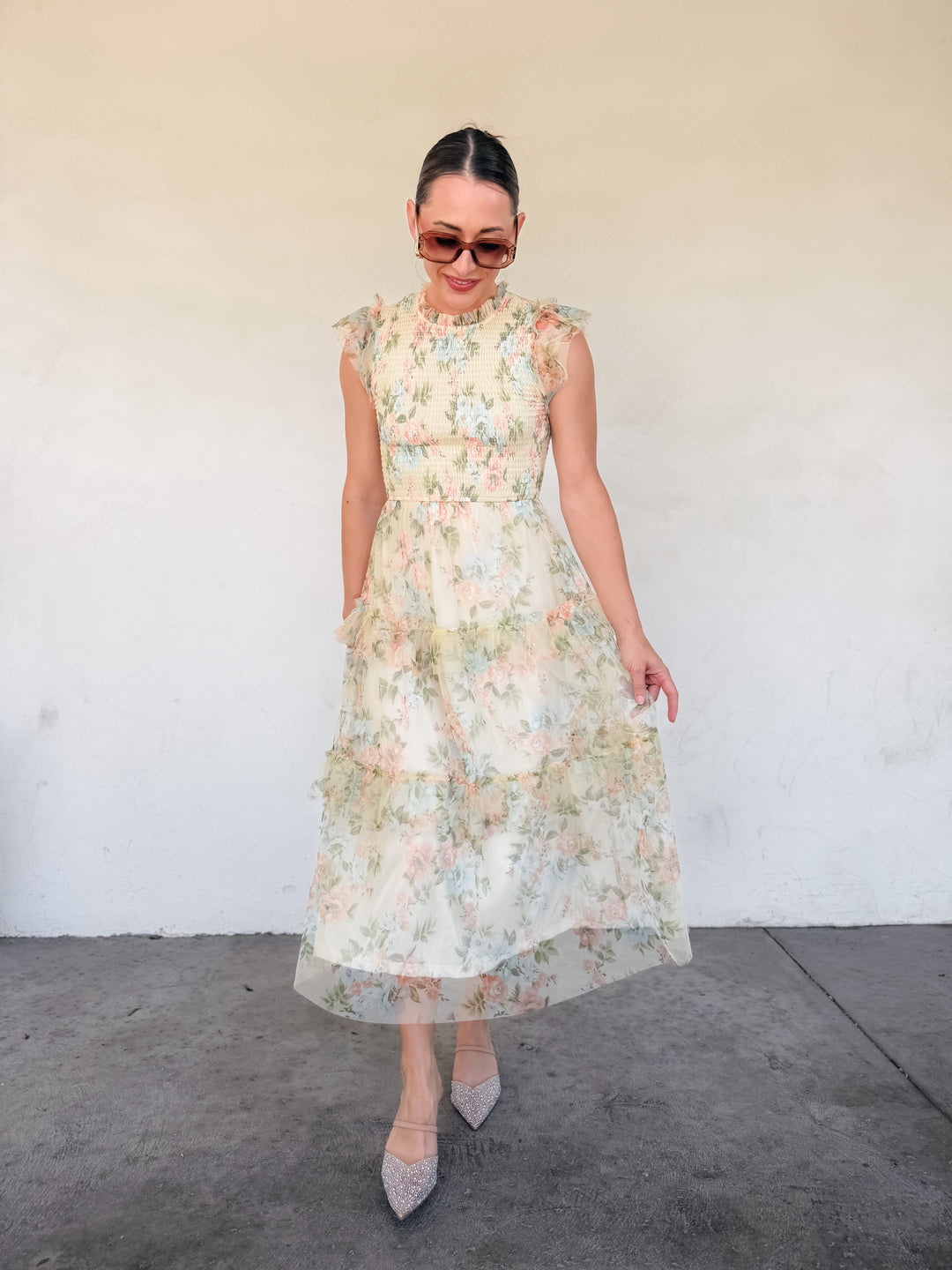 The Rosalie Floral Ruffle Maxi Dress - Pink Multi