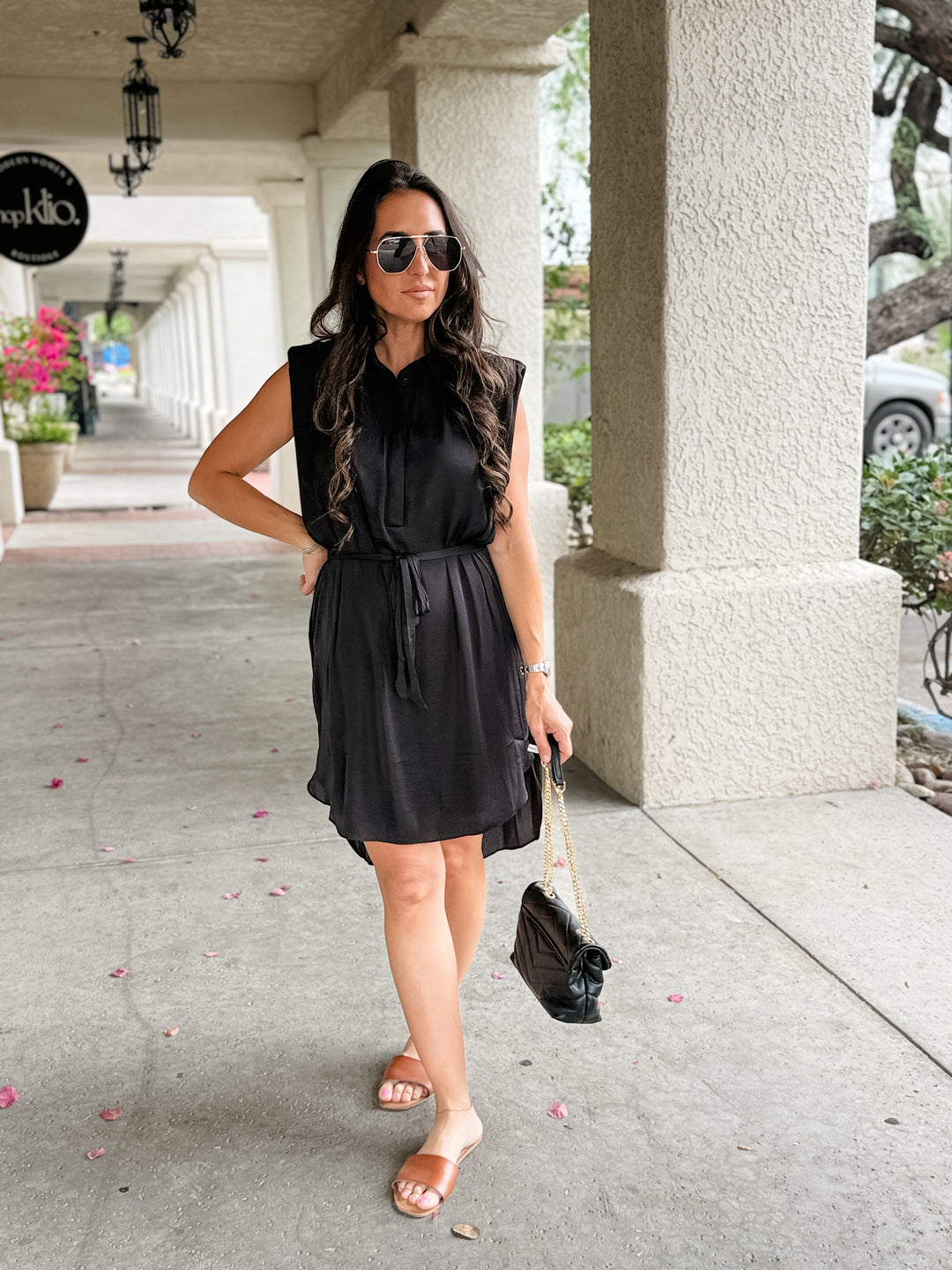 The Clara Sleeveless Shirt Dress - Black