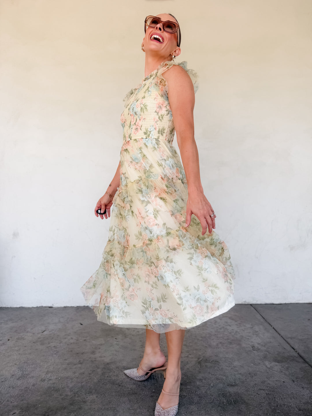 The Rosalie Floral Ruffle Maxi Dress - Pink Multi