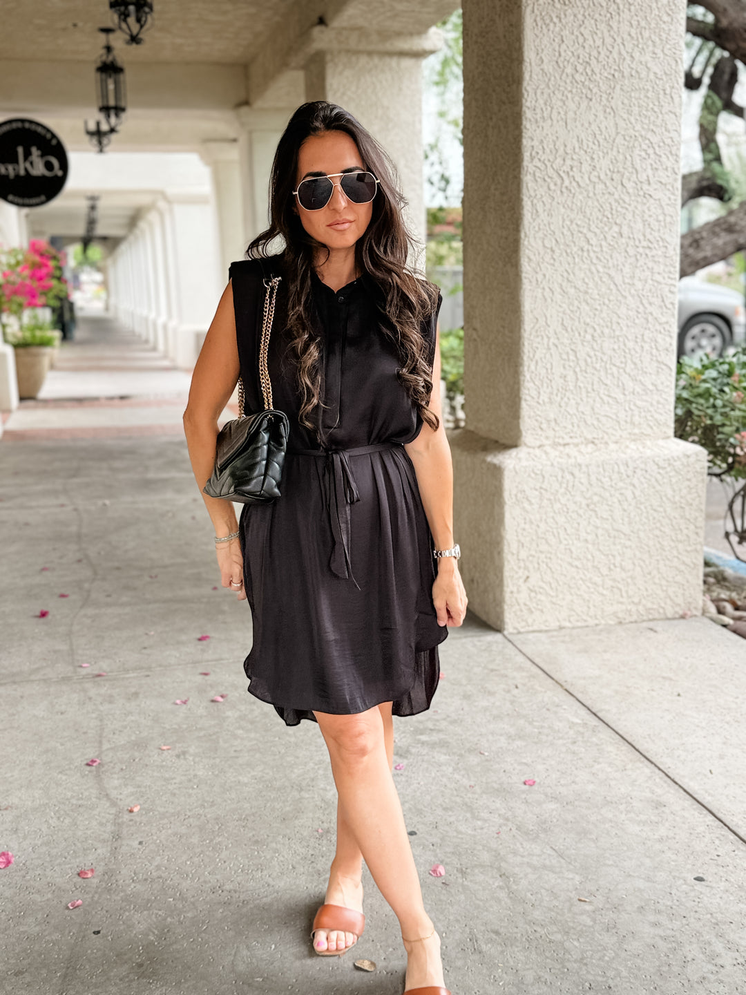 The Clara Sleeveless Shirt Dress - Black