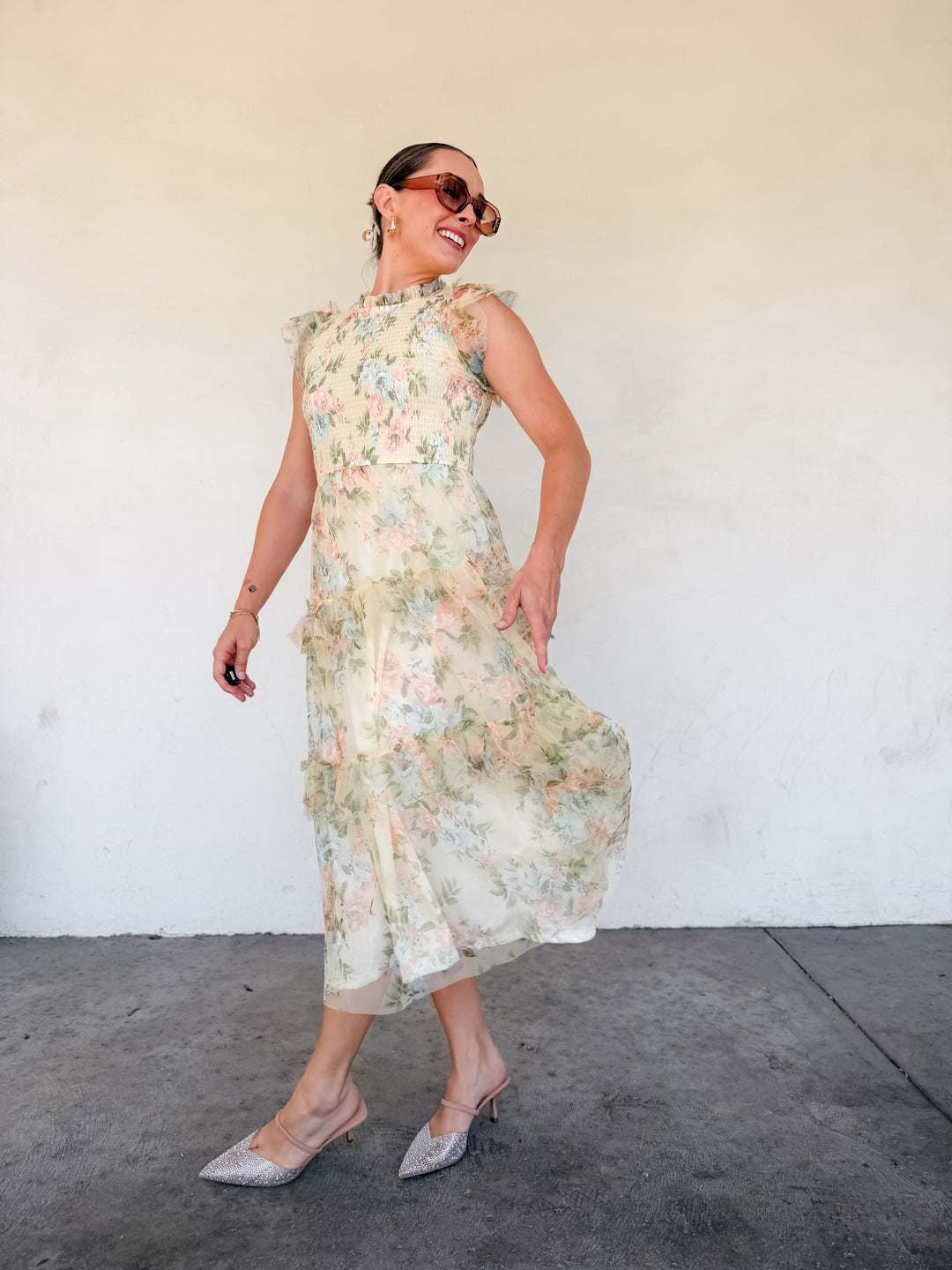 The Rosalie Floral Ruffle Maxi Dress - Pink Multi