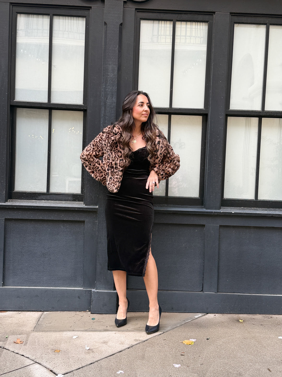 The Evie Velvet Lace Midi Dress