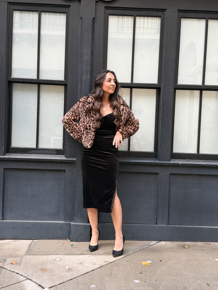 The Evie Velvet Lace Midi Dress