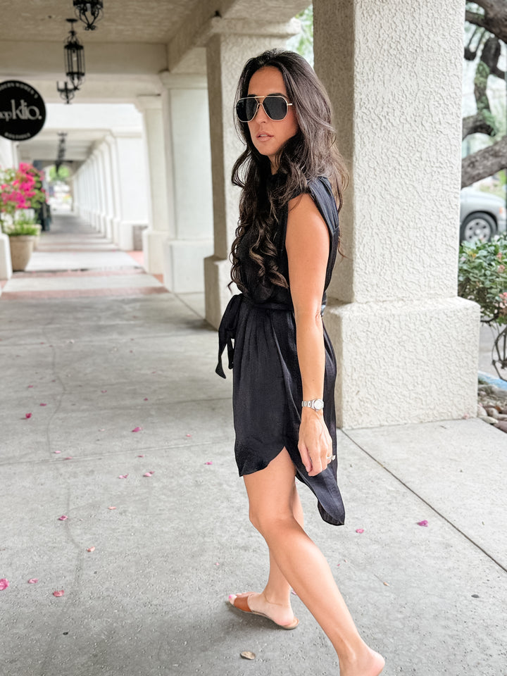 The Clara Sleeveless Shirt Dress - Black