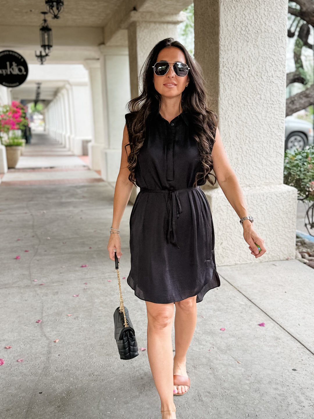 The Clara Sleeveless Shirt Dress - Black