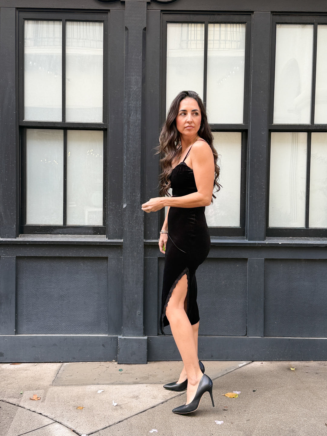 The Evie Velvet Lace Midi Dress