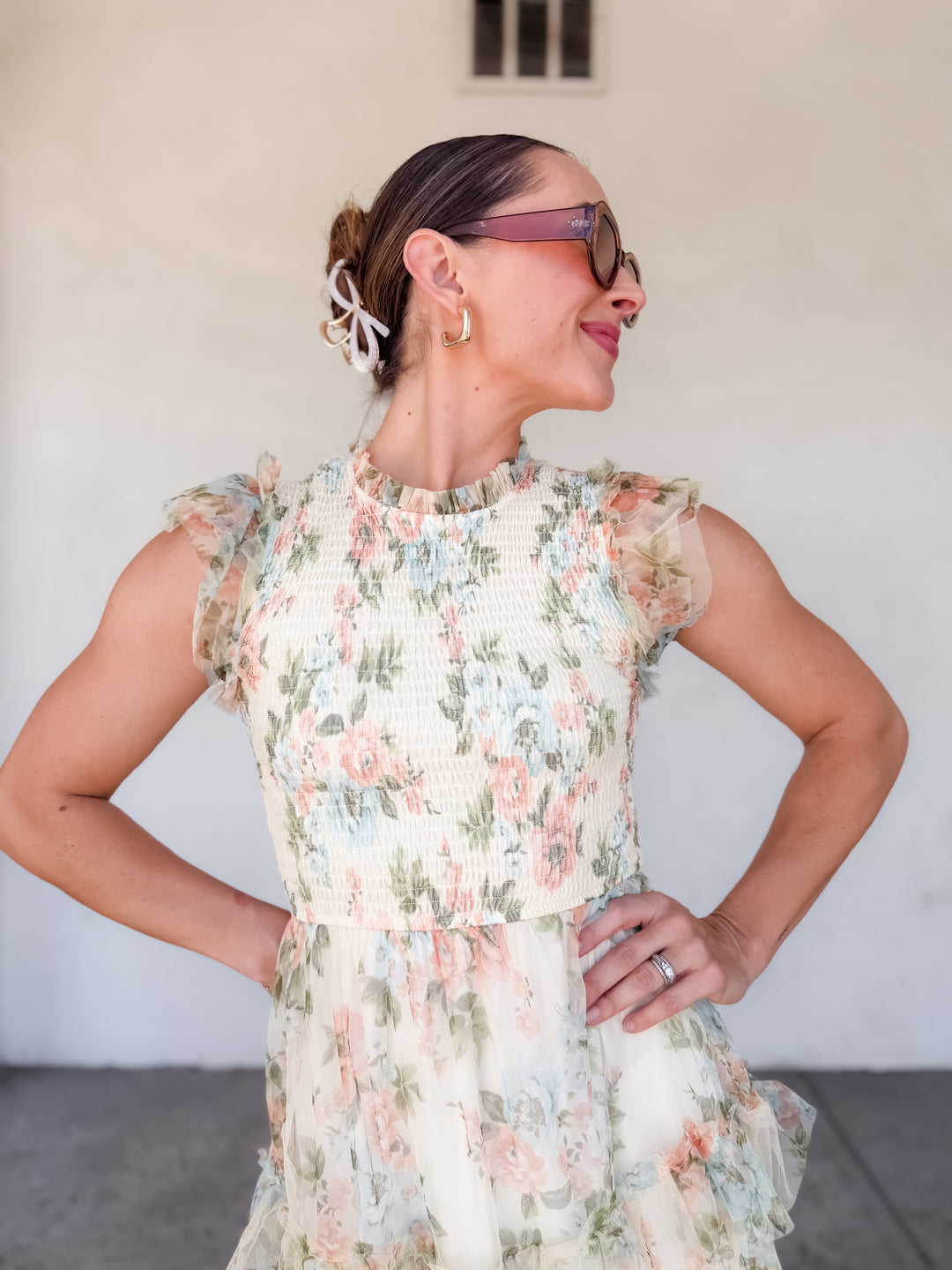 The Rosalie Floral Ruffle Maxi Dress - Pink Multi