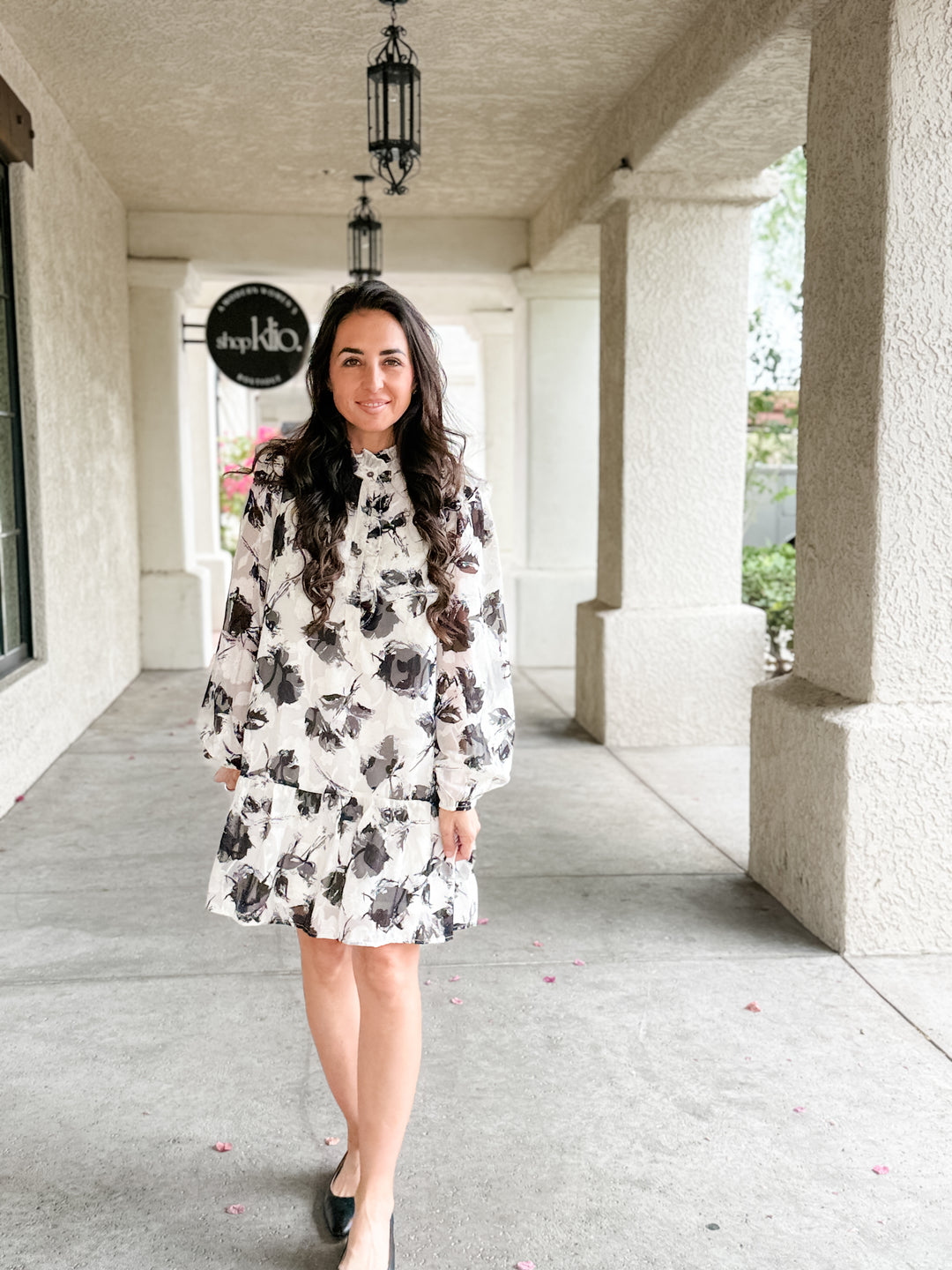 The Elara Floral Long-Sleeve Mini Dress