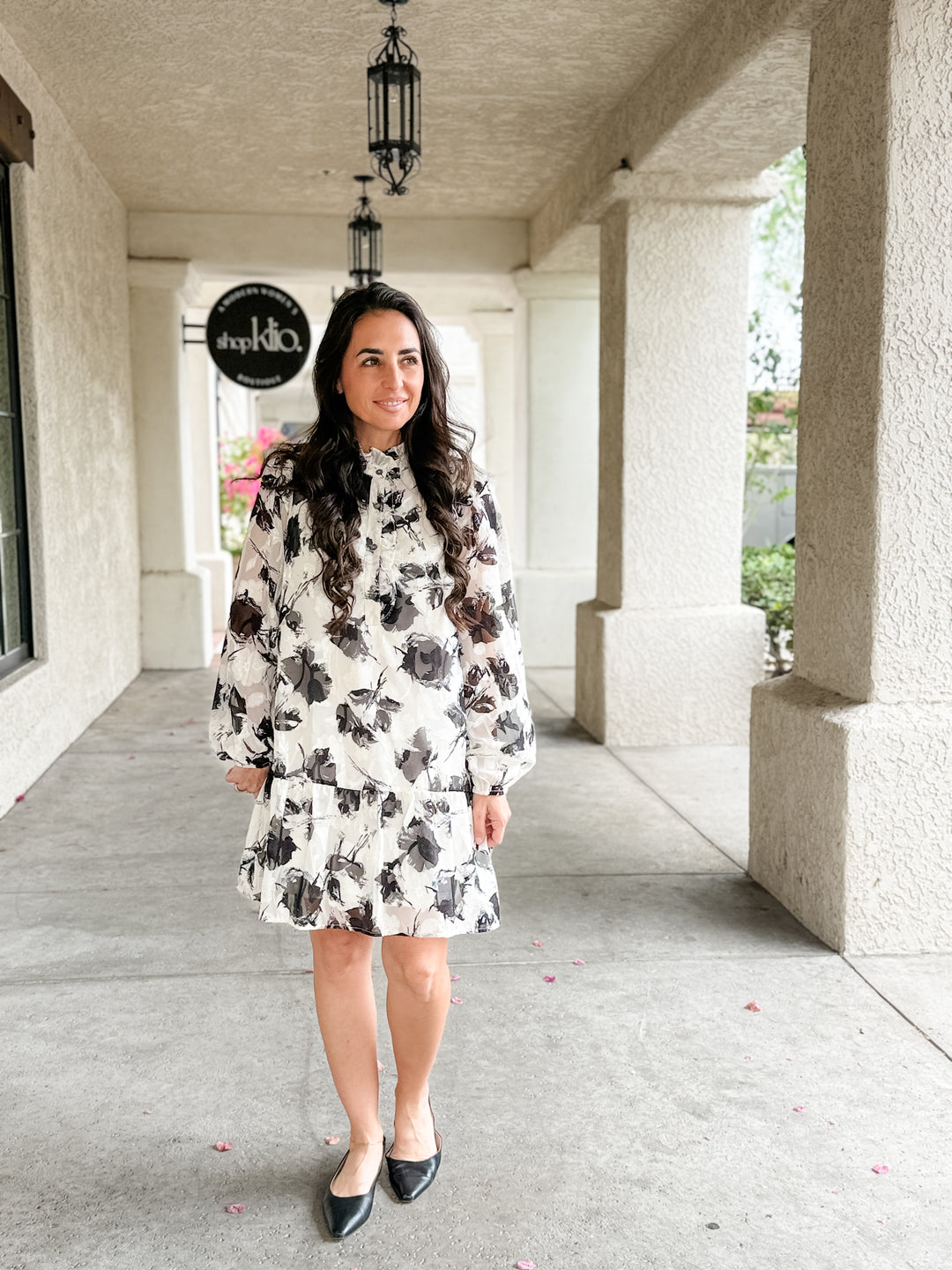The Elara Floral Long-Sleeve Mini Dress