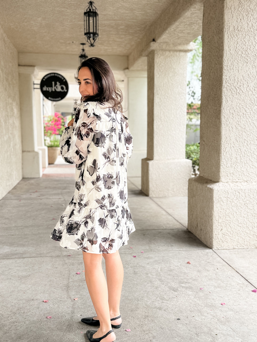 The Elara Floral Long-Sleeve Mini Dress
