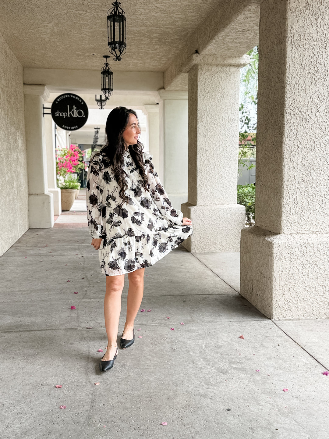 The Elara Floral Long-Sleeve Mini Dress
