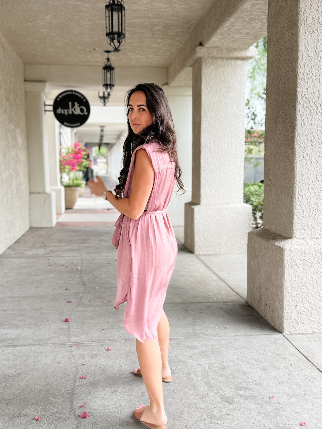 The Clara Sleeveless Shirt Dress - Mauve