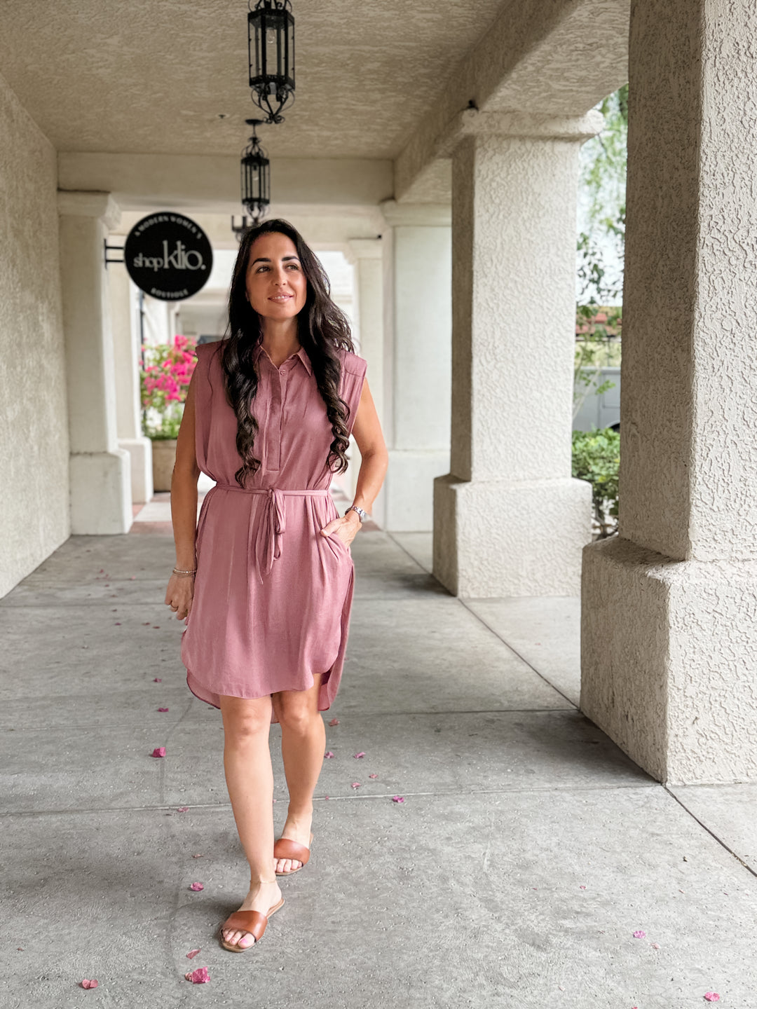 The Clara Sleeveless Shirt Dress - Mauve