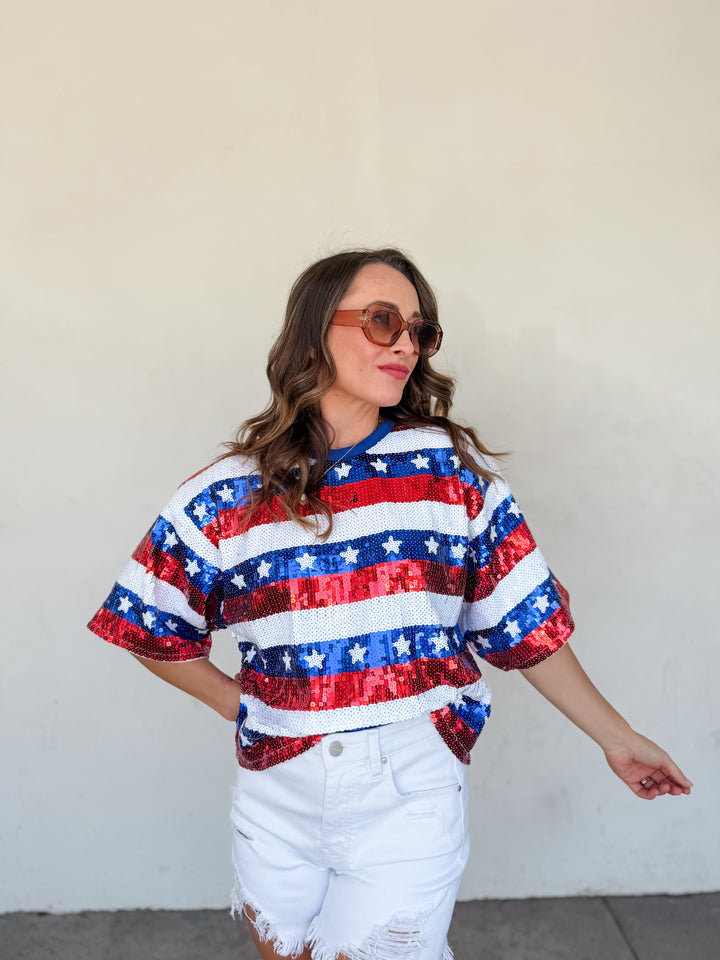 The American Flag Sequin Top