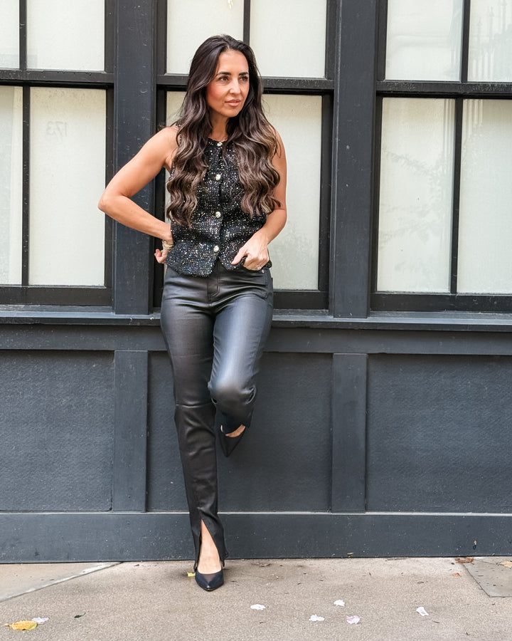 The Valentina Sequin Tweed Vest Top